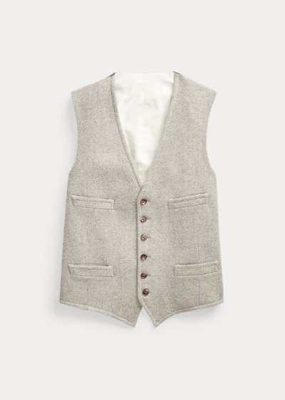Chaleco Polo Ralph Lauren Hombre Grises / Creme - Herringbone Wool-Blend - UDJWN7150